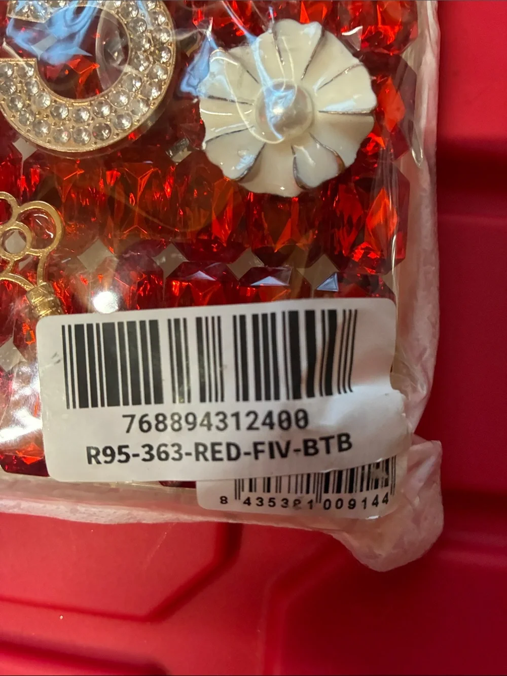Source Unknown Red and Gold Decorative Bling Phone Case with Number 5